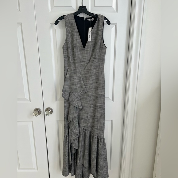 NWT Alice & Olivia BIRCH Houndstooth Sleeveless Formal Maxi Dress - Picture 3 of 11
